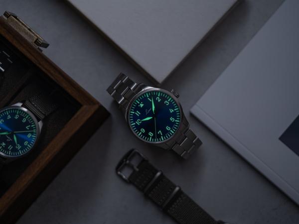Laco Augsburg Blaue Stunde MB Fliegeruhr Baumuster A 42mm - Automatik