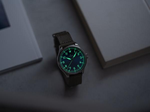 Laco Augsburg Blaue Stunde Fliegeruhr Baumuster A 42mm - Automatik